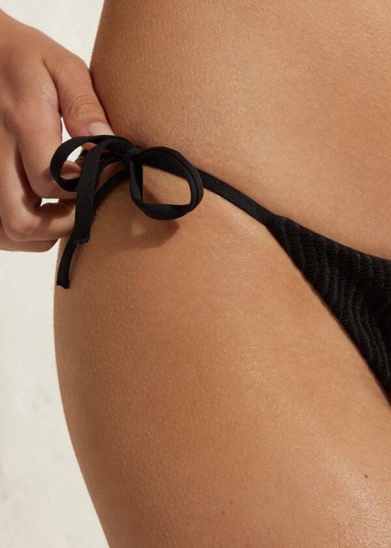 Calzedonia String Mykonos Bikinihosen Damen Schwarz | DE2583EX