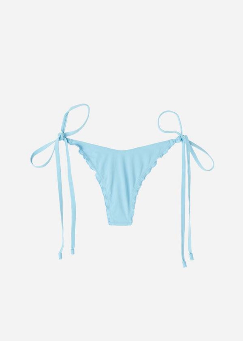 Calzedonia String Tanga Islamorada Bikinihosen Damen Blau | DE2574SO