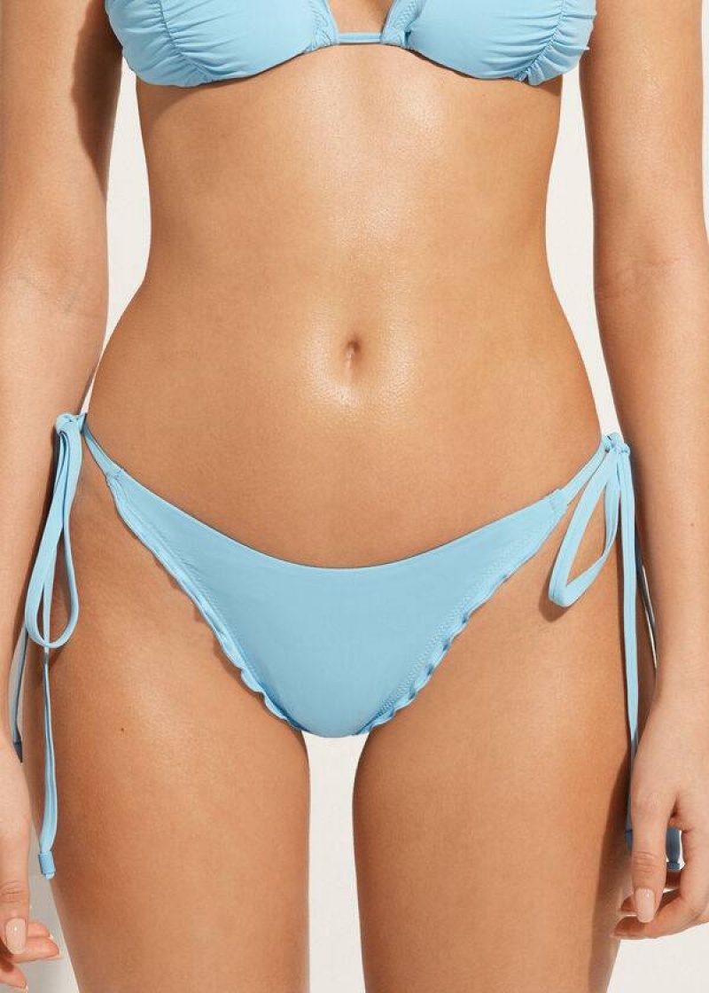 Calzedonia String Tanga Islamorada Bikinihosen Damen Blau | DE2574SO