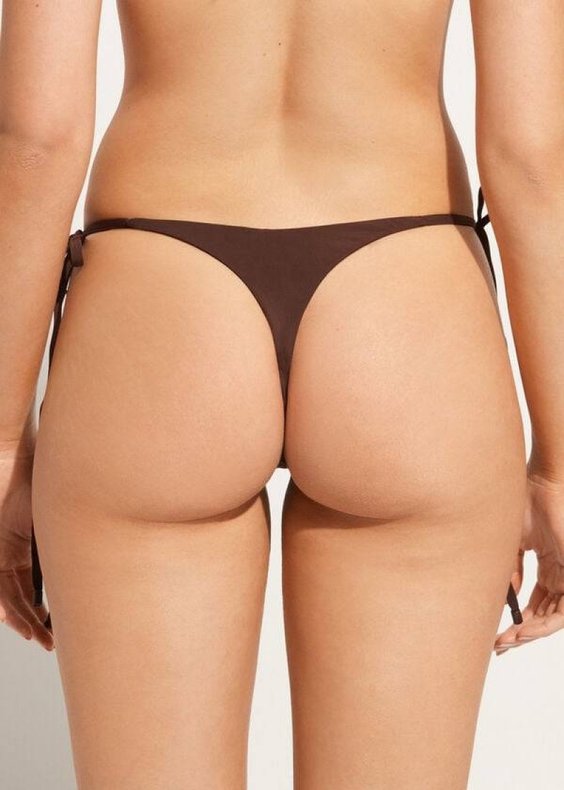 Calzedonia String Tanga Islamorada Bikinihosen Damen Kaffee Braun | DE2573DN