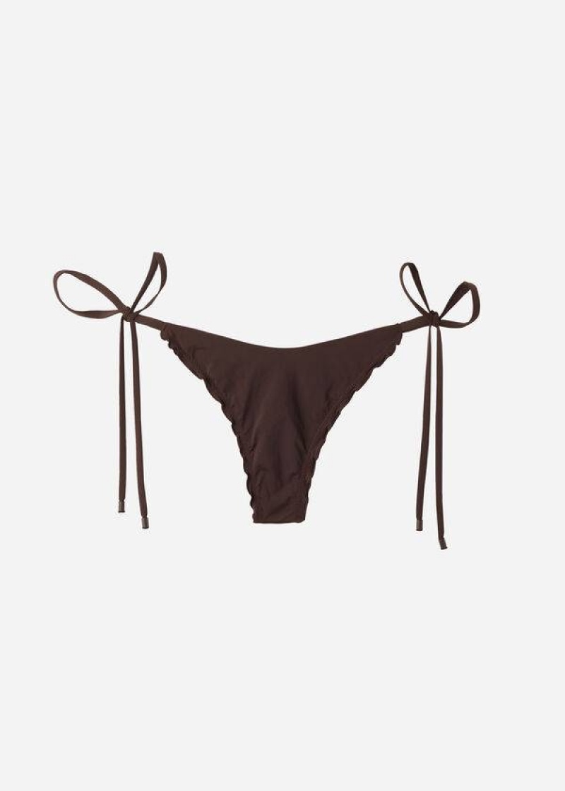 Calzedonia String Tanga Islamorada Bikinihosen Damen Kaffee Braun | DE2573DN