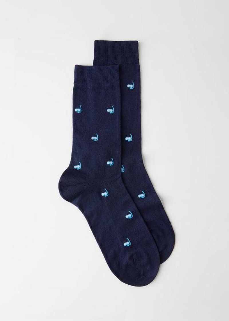 Calzedonia Summer Print Crew Socken Herren Blau | DE1318XF