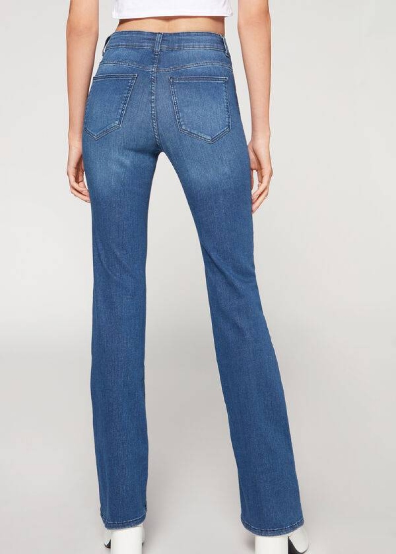 Calzedonia Super Flex Denim High Taille Bootcut Jeans Damen Blau | DE1577ZG