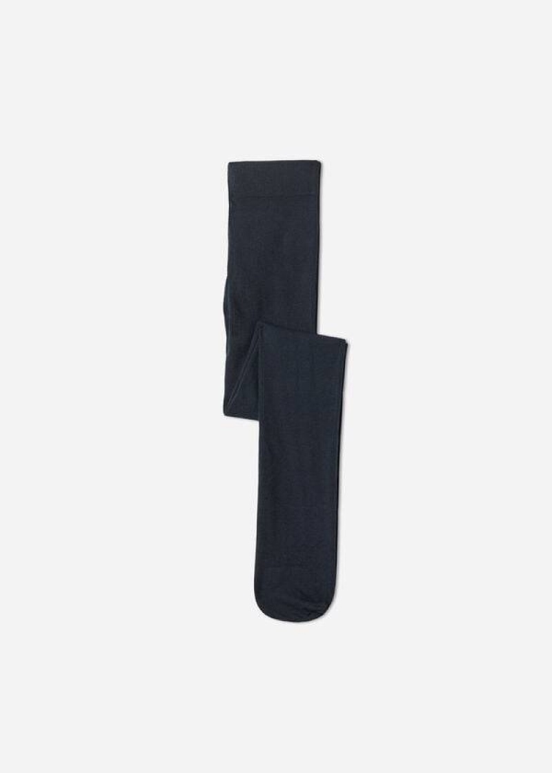 Calzedonia Super Opaque with Cashmere Strumpfhose Kinder Blau | DE1181FM