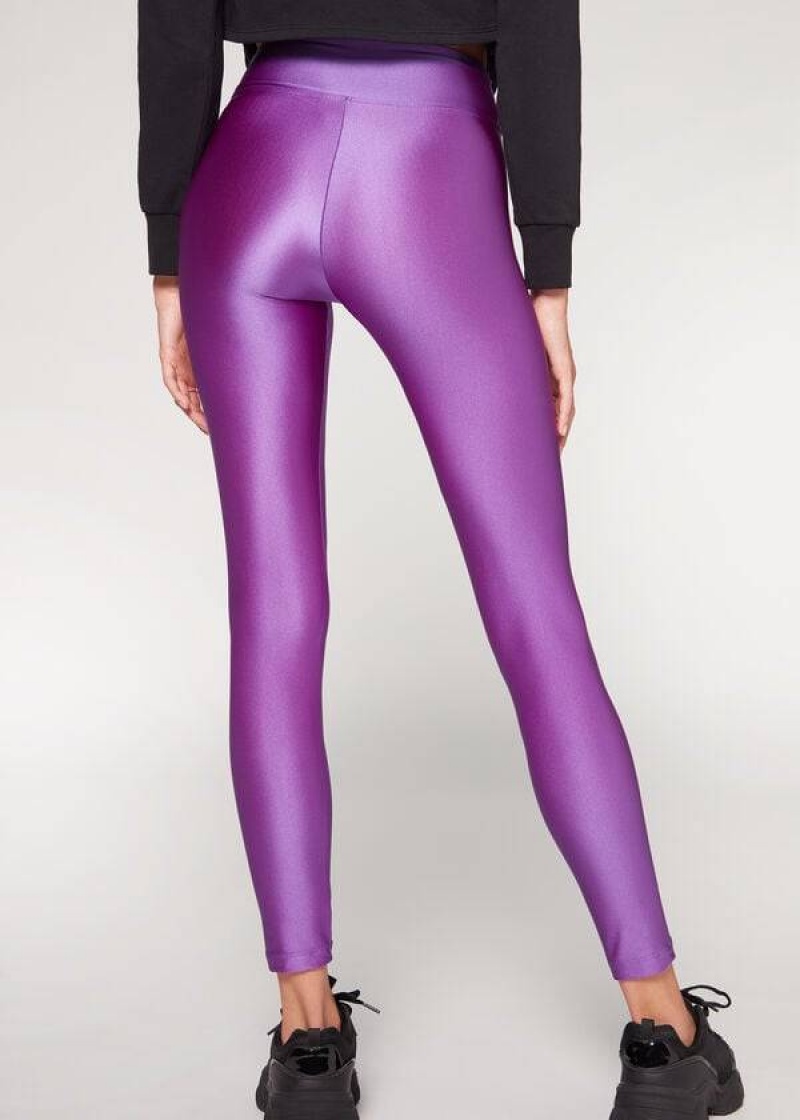 Calzedonia Super Shiny Leggings Damen Lila | DE1500XF