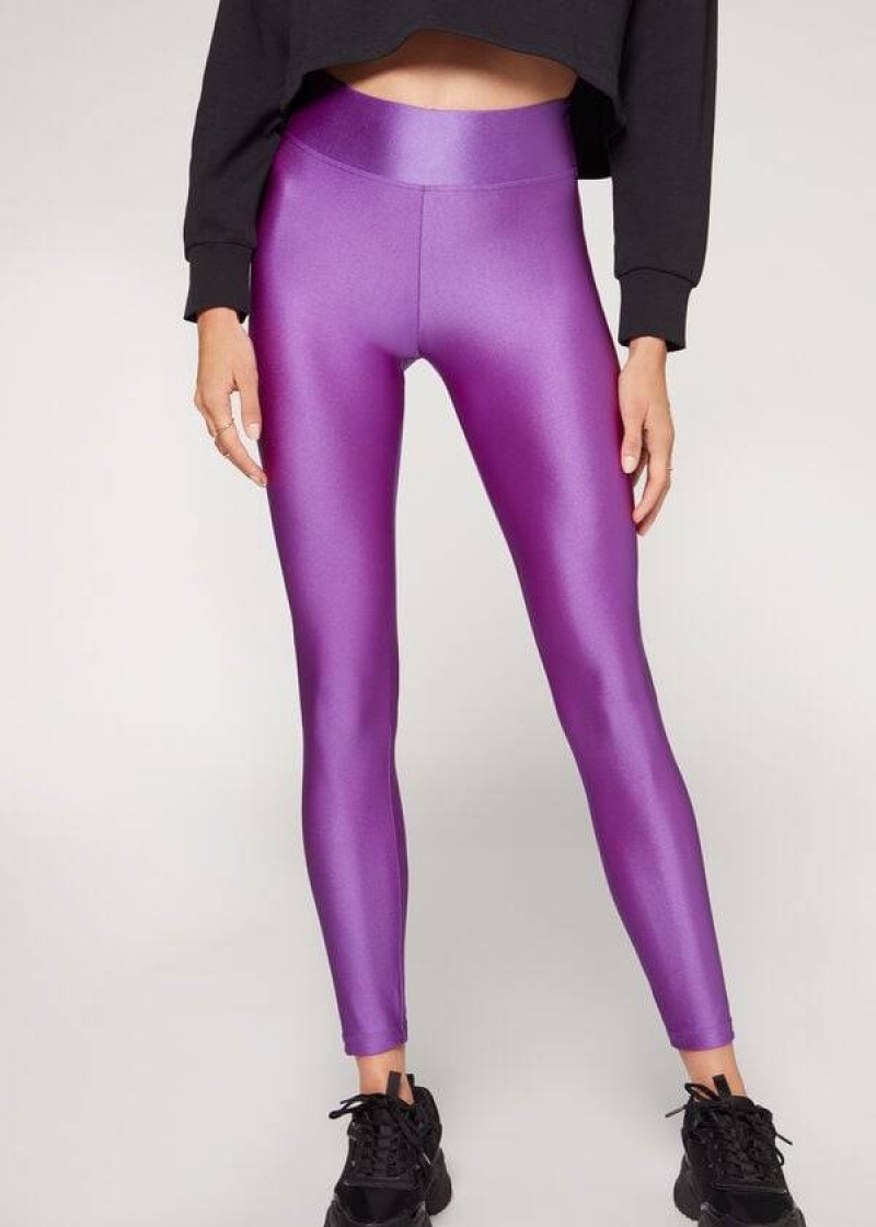 Calzedonia Super Shiny Leggings Damen Lila | DE1500XF