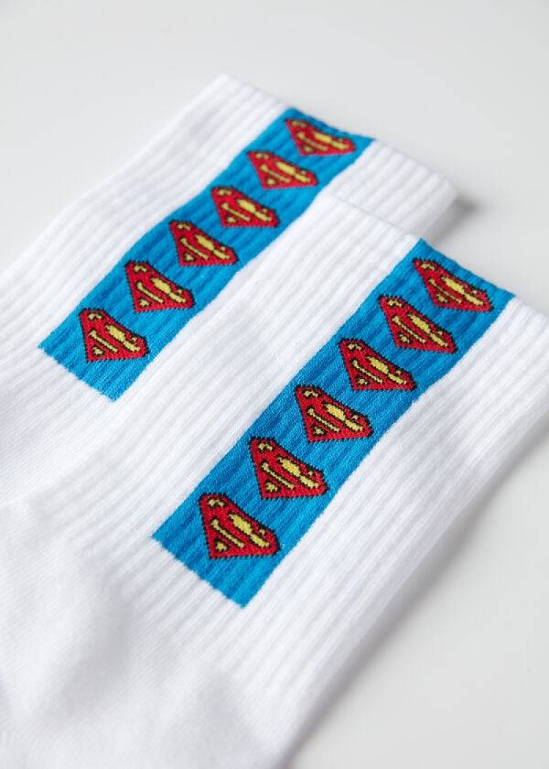 Calzedonia Superman Crew Socken Herren Weiß Blau | DE1333PQ