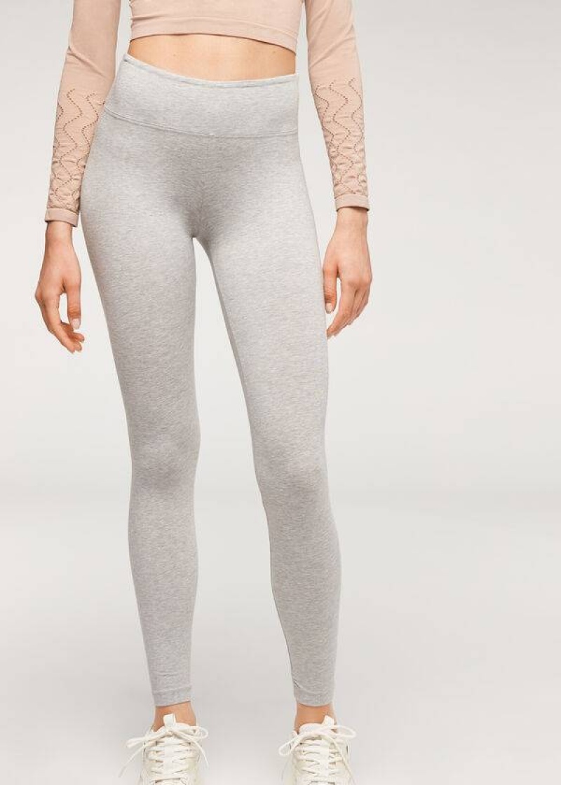 Calzedonia Supima Baumwoll Leggings Damen Grau | DE1496JJ