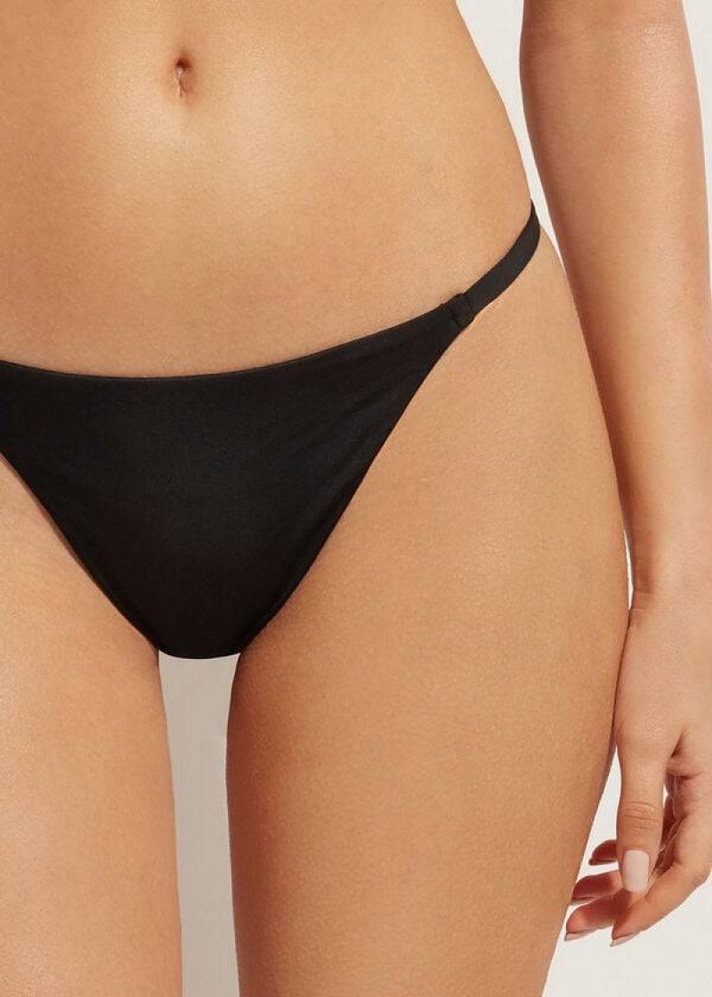 Calzedonia Tanga Indonesia Eco Bikinihosen Damen Schwarz | DE2558WY