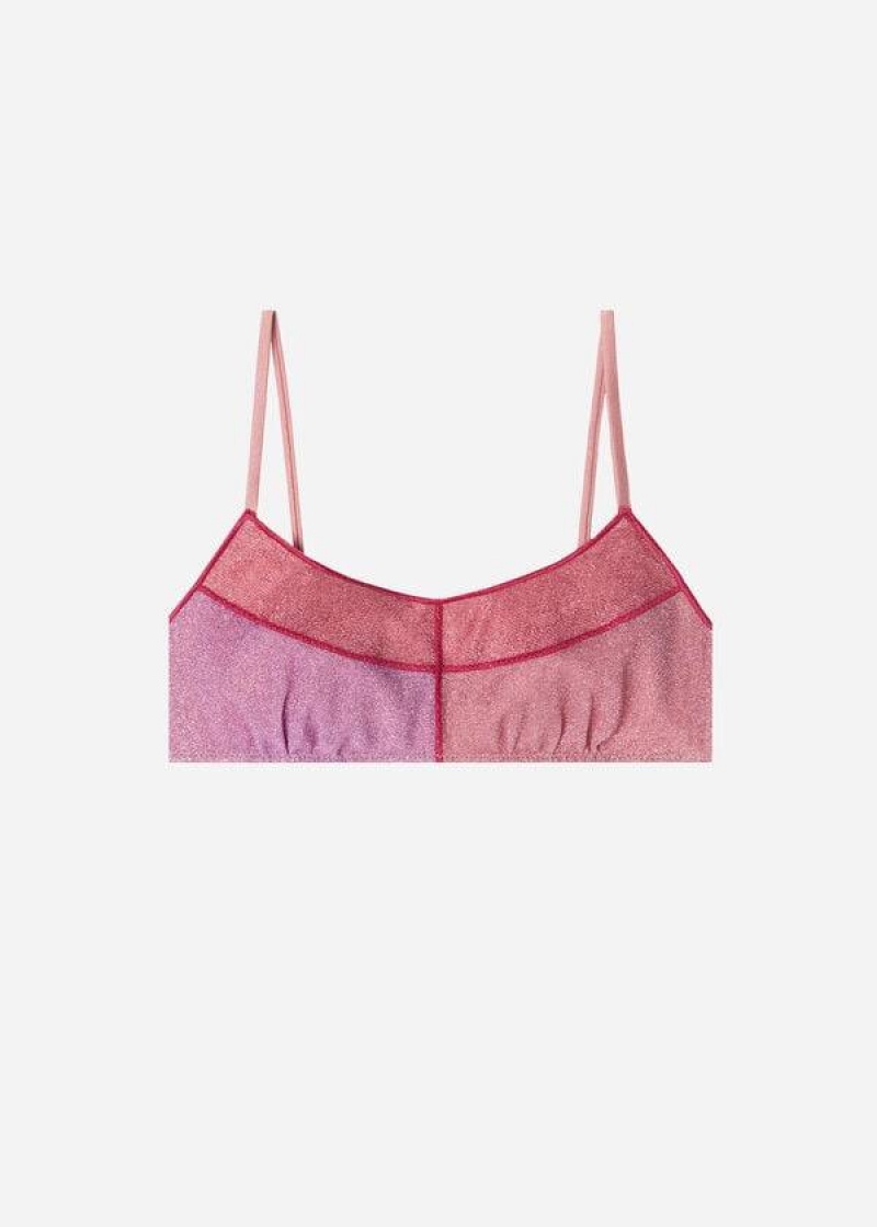 Calzedonia Tank Stylen Lamé Lisbona Bikinioberteile Damen Rosa | DE2194DN