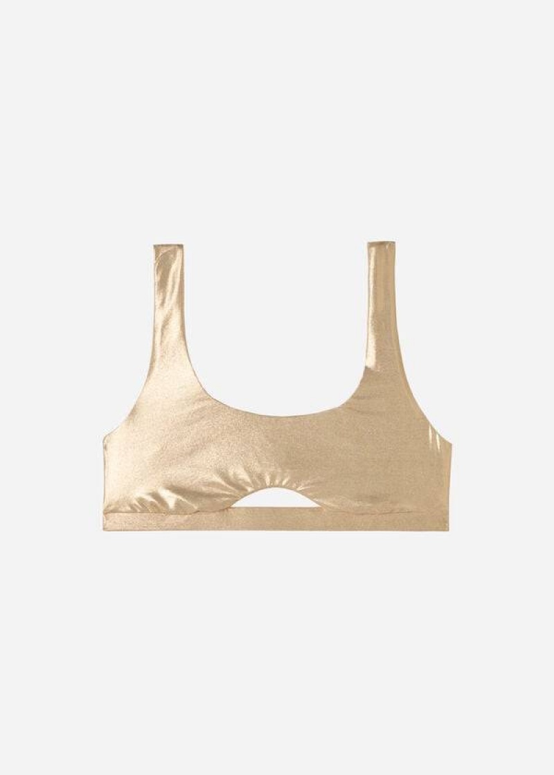 Calzedonia Tank Stylen Palm Bay Bikinioberteile Damen Gold | DE2192AP