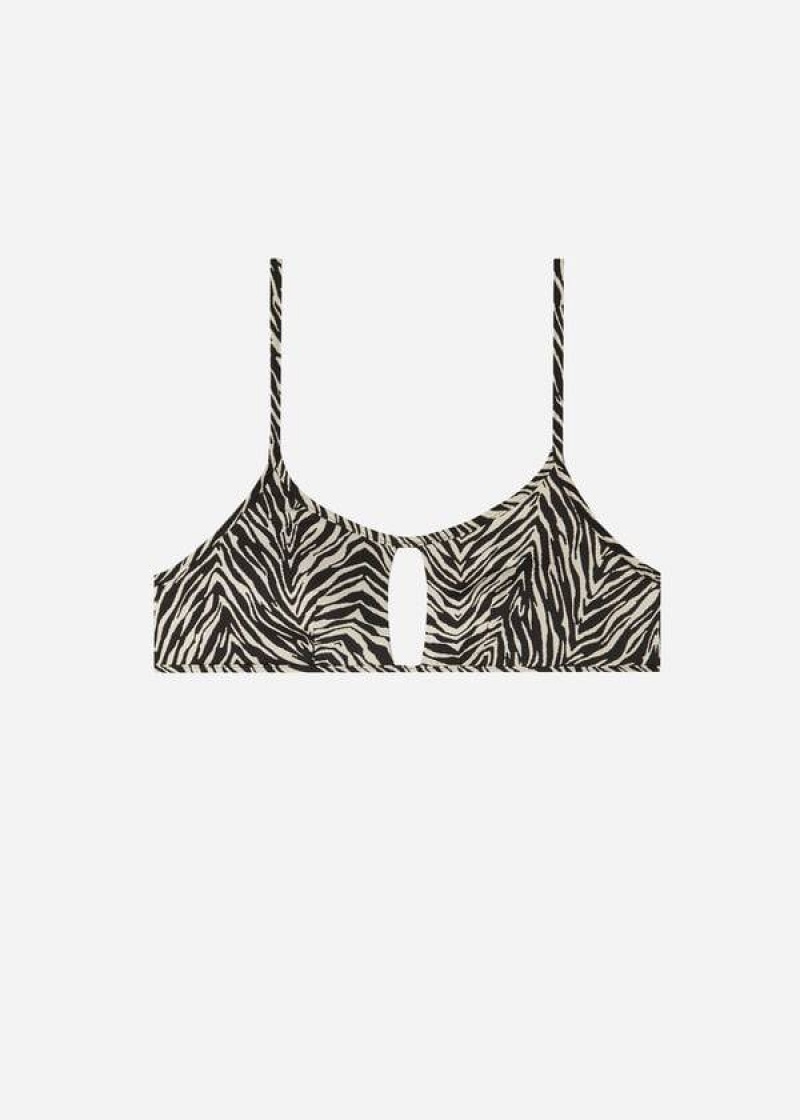 Calzedonia Tank Stylen Zebra Nairobi Bikinioberteile Damen Schwarz | DE2191PQ