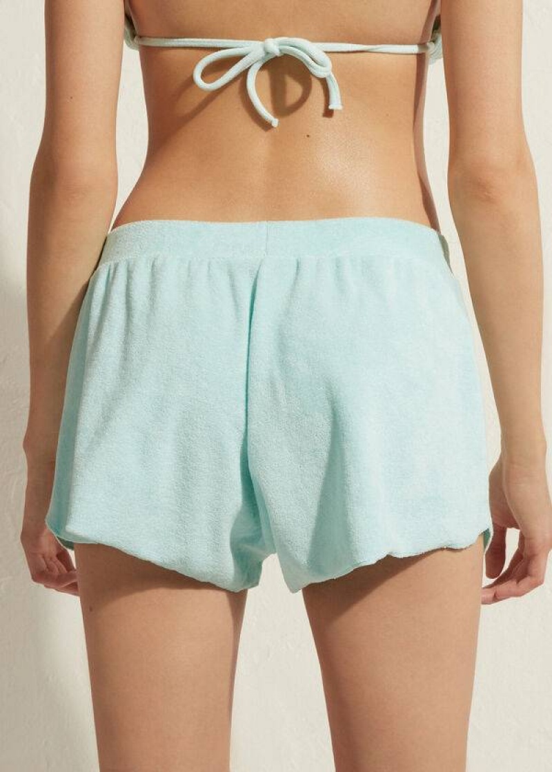 Calzedonia Terrycloth Shorts Cover-Ups Damen Blau | DE2042JJ