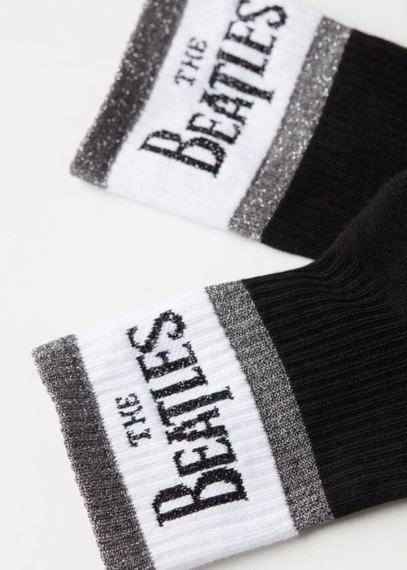 Calzedonia The Beatles Logo Kurzes Socken Damen Schwarz | DE1641YU