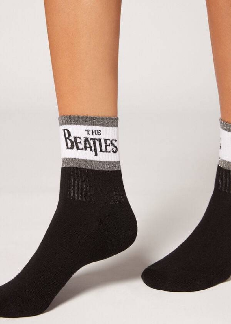 Calzedonia The Beatles Logo Kurzes Socken Damen Schwarz | DE1641YU