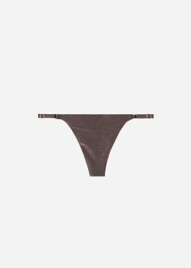 Calzedonia Thin Sides Tanga Hollywood Bikinihosen Damen Schwarz | DE2562BC