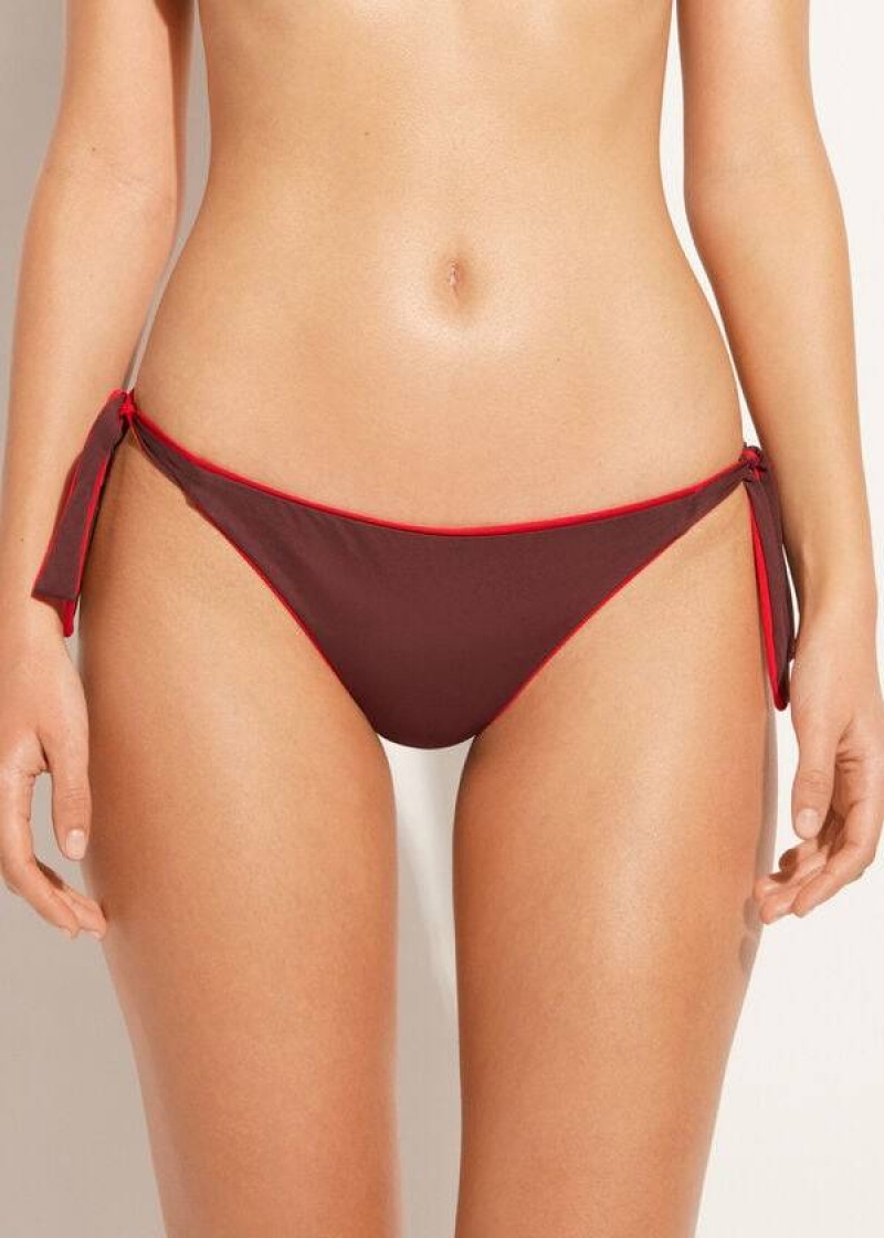 Calzedonia Tied Indonesia Eco Bikinihosen Damen Rot | DE2539XF