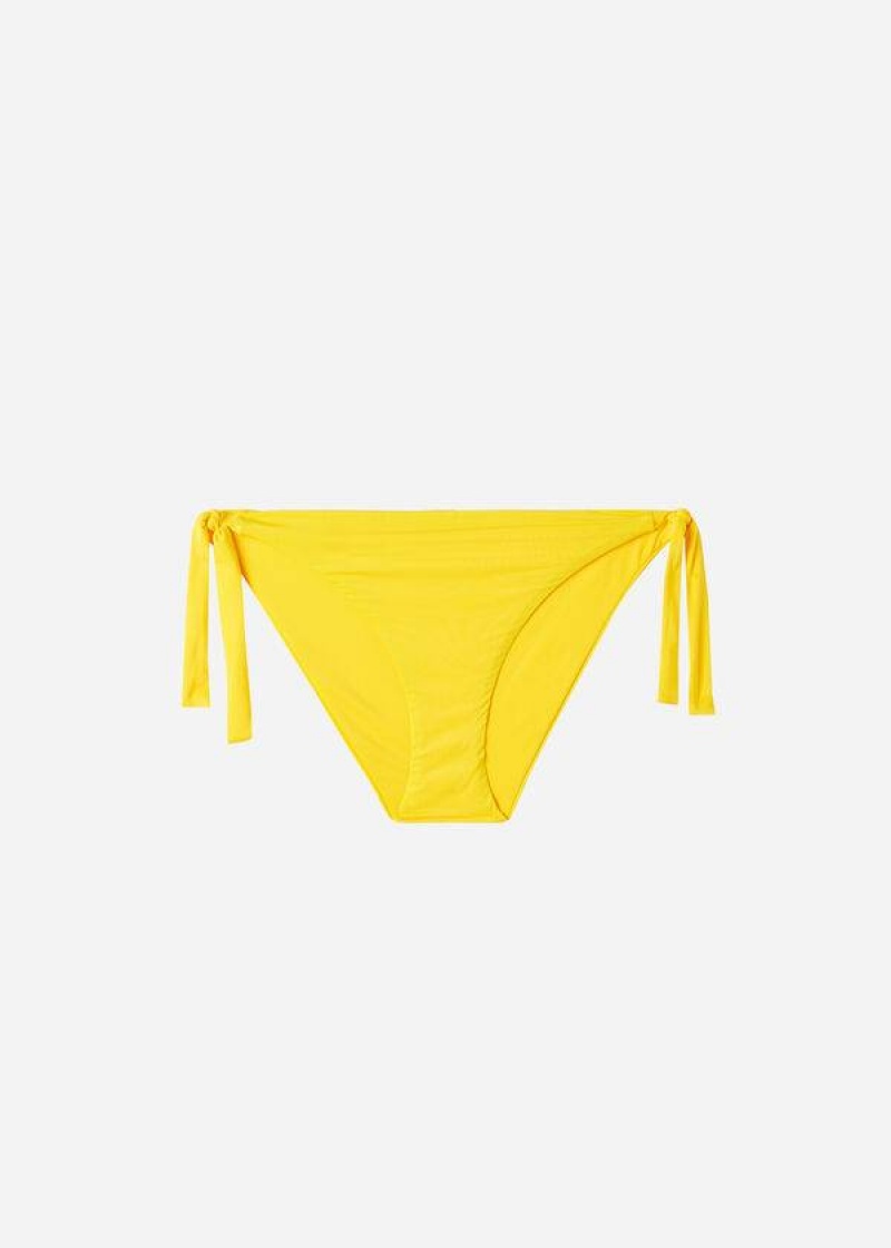 Calzedonia Tied Indonesia Eco Side tie Bikinihosen Damen Gelb | DE2538CE