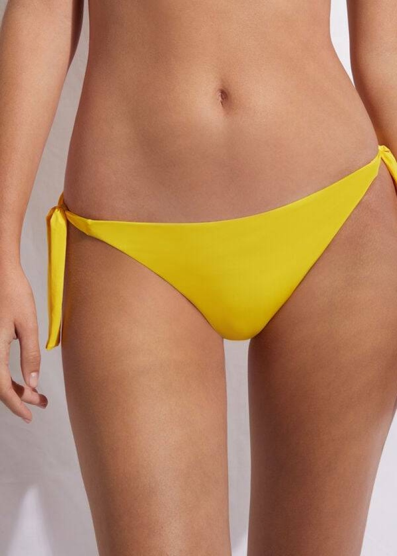 Calzedonia Tied Indonesia Eco Side tie Bikinihosen Damen Gelb | DE2538CE