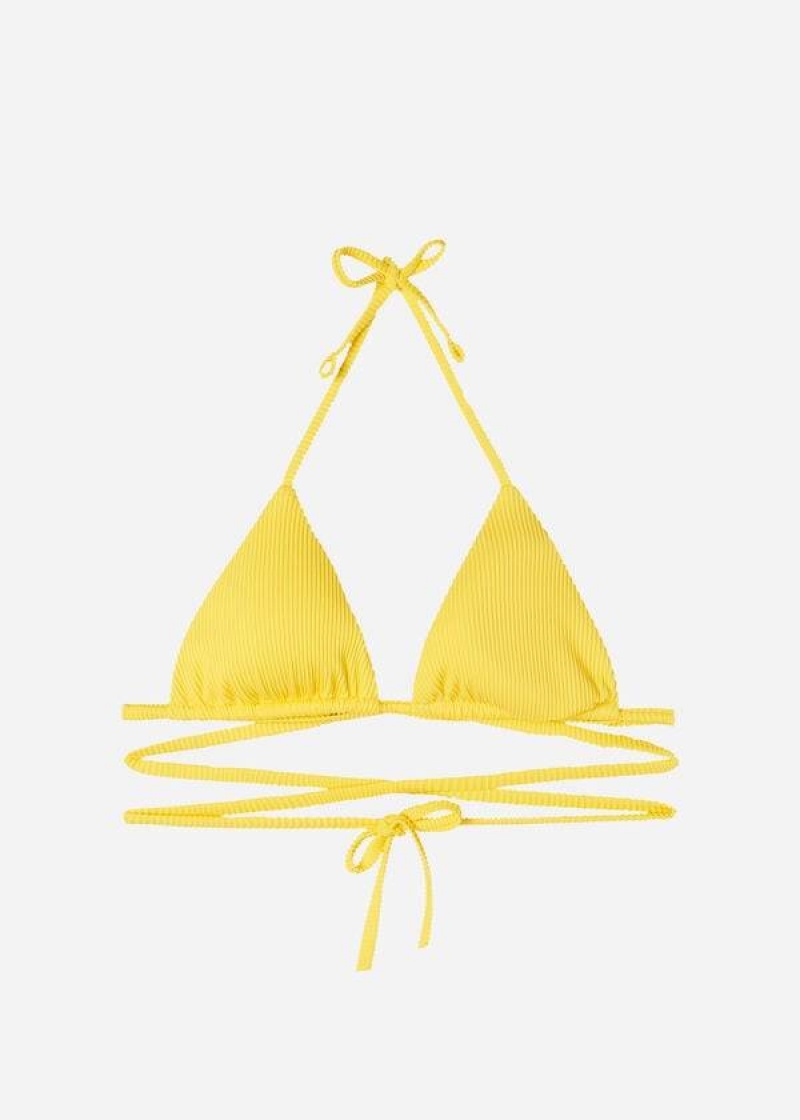 Calzedonia Triangle Badelatschen String New York Bikinioberteile Damen Gelb | DE2170GL