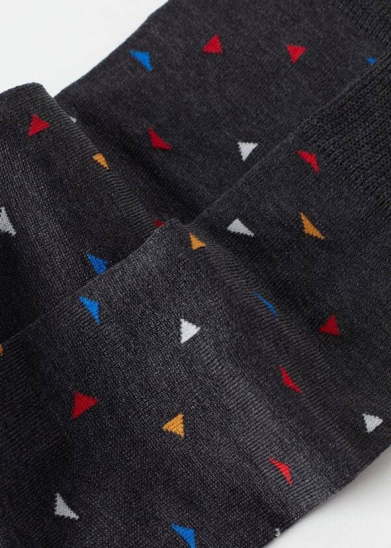 Calzedonia Triangle Pattern Crew Socken Herren Grau | DE1330UT