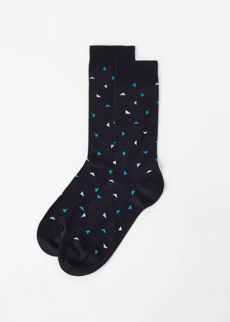 Calzedonia Triangle Pattern Crew Socken Herren Schwarz | DE1329YU