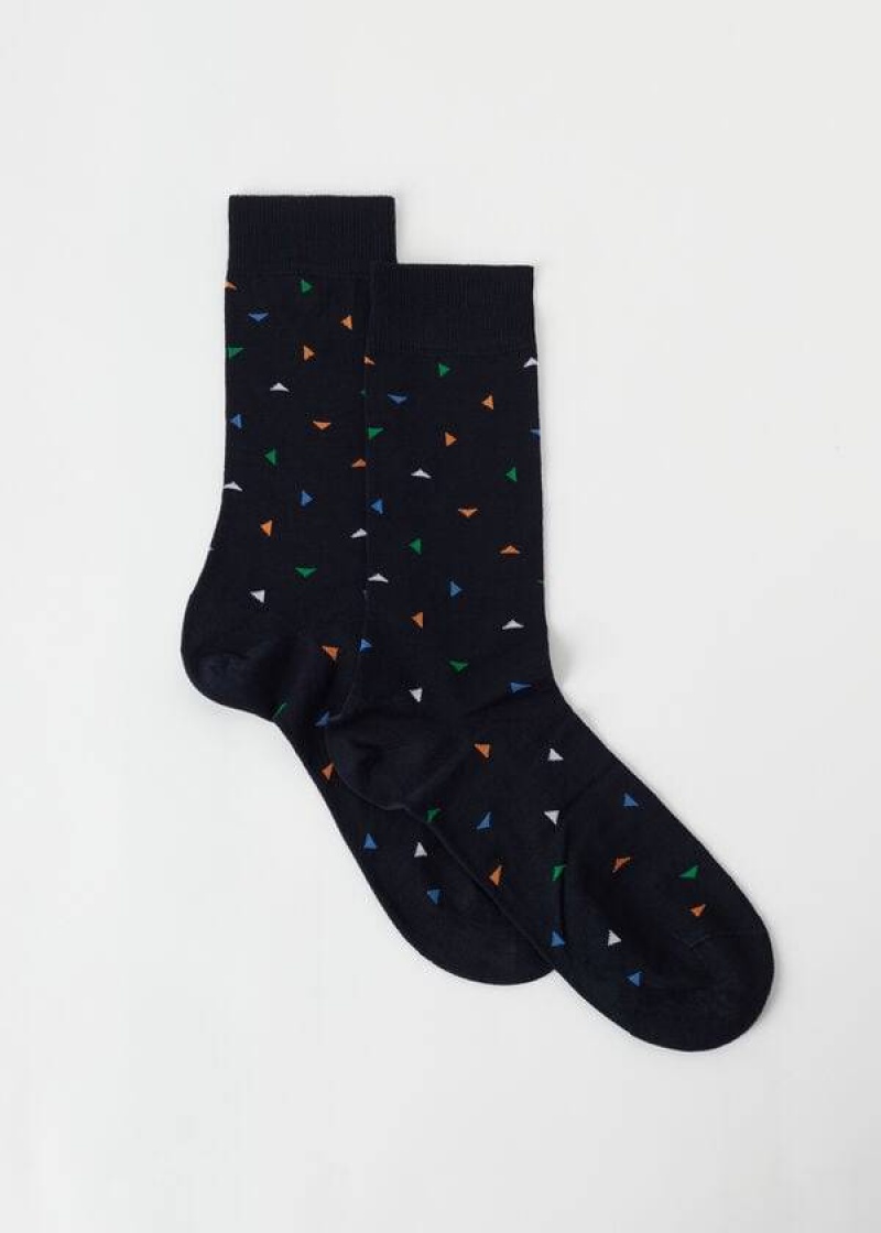 Calzedonia Triangle Pattern Crew Socken Herren Blau | DE1328TV