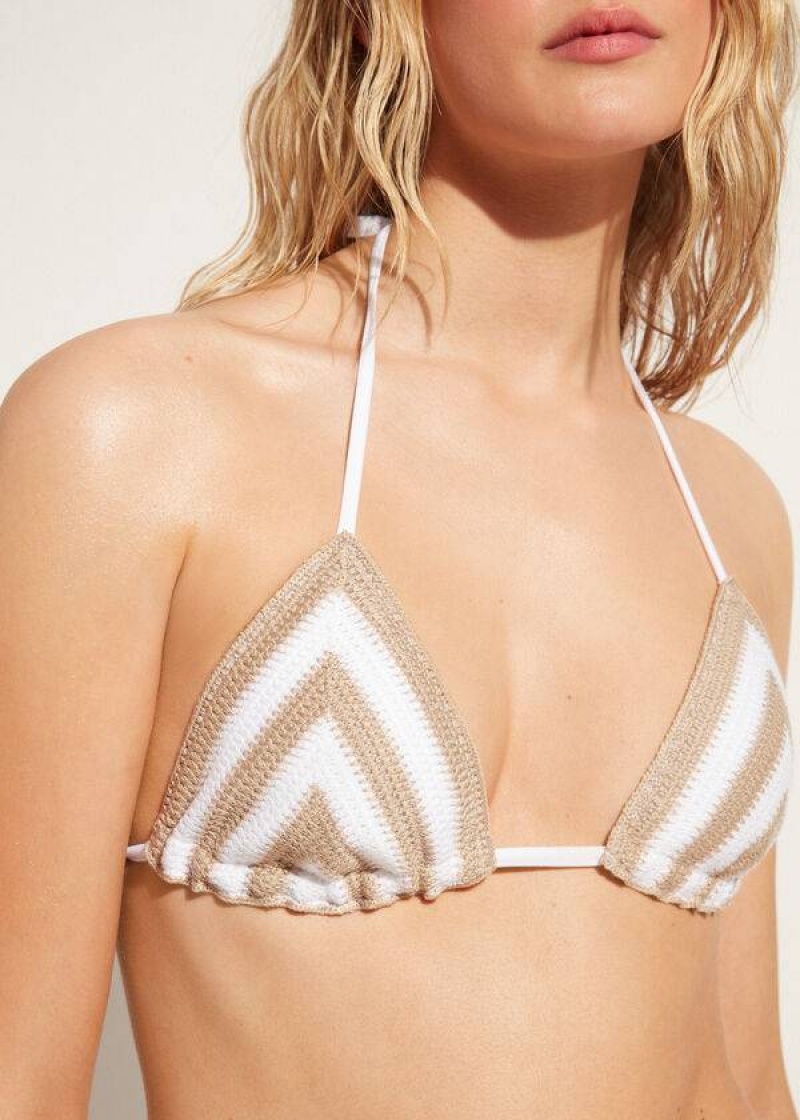 Calzedonia Triangle String Mumbai Bikinioberteile Damen Weiß Beige | DE2137IS