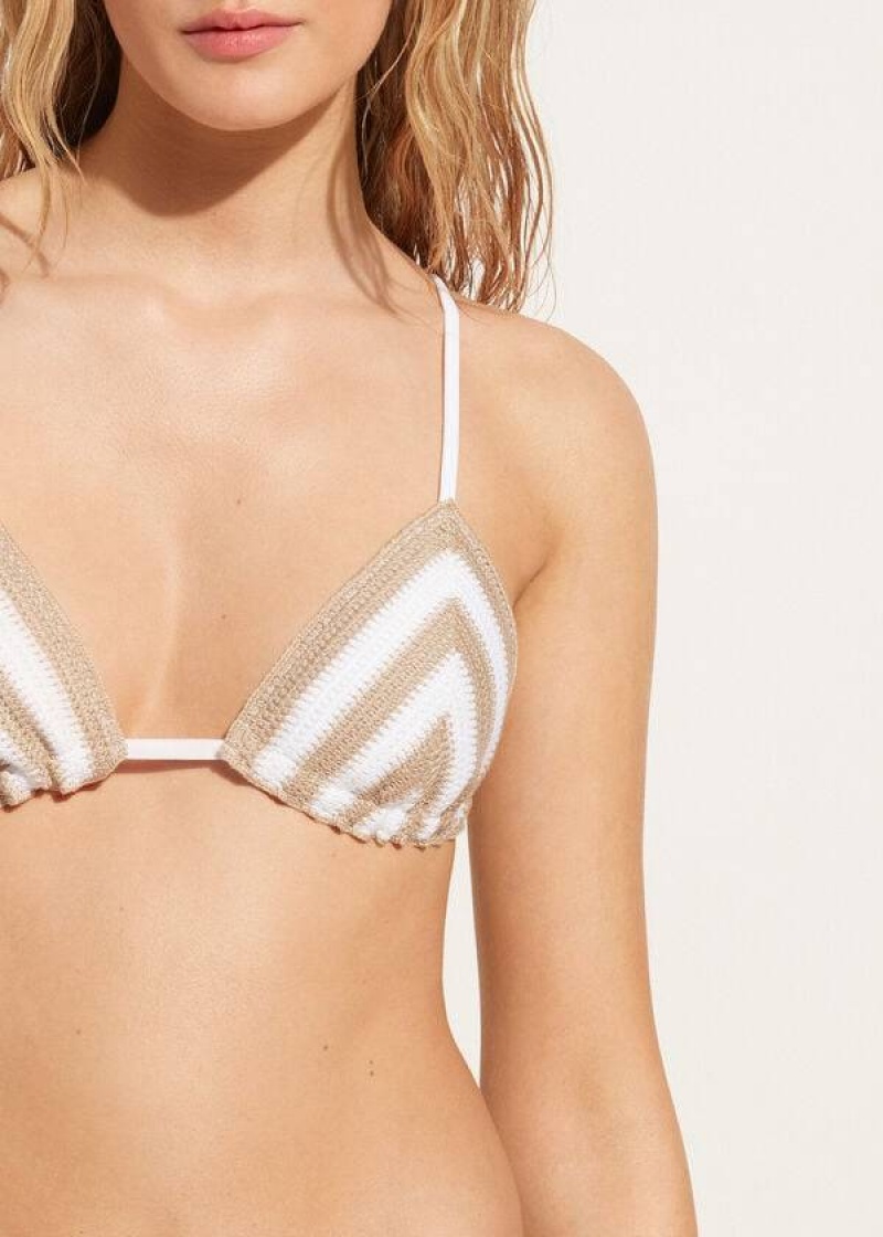 Calzedonia Triangle String Mumbai Bikinioberteile Damen Weiß Beige | DE2137IS