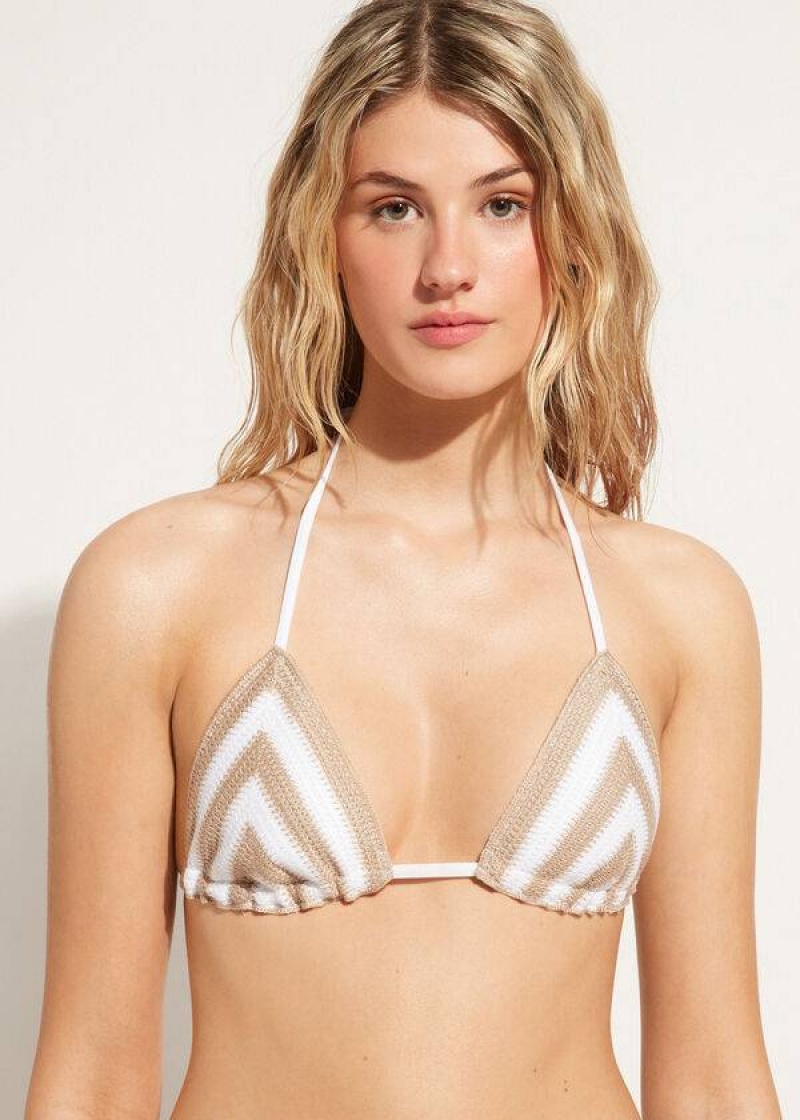 Calzedonia Triangle String Mumbai Bikinioberteile Damen Weiß Beige | DE2137IS