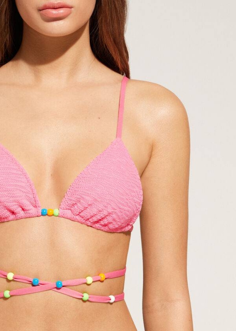 Calzedonia Triangle String Tie San Diego Bikinioberteile Damen Rosa | DE2129MA