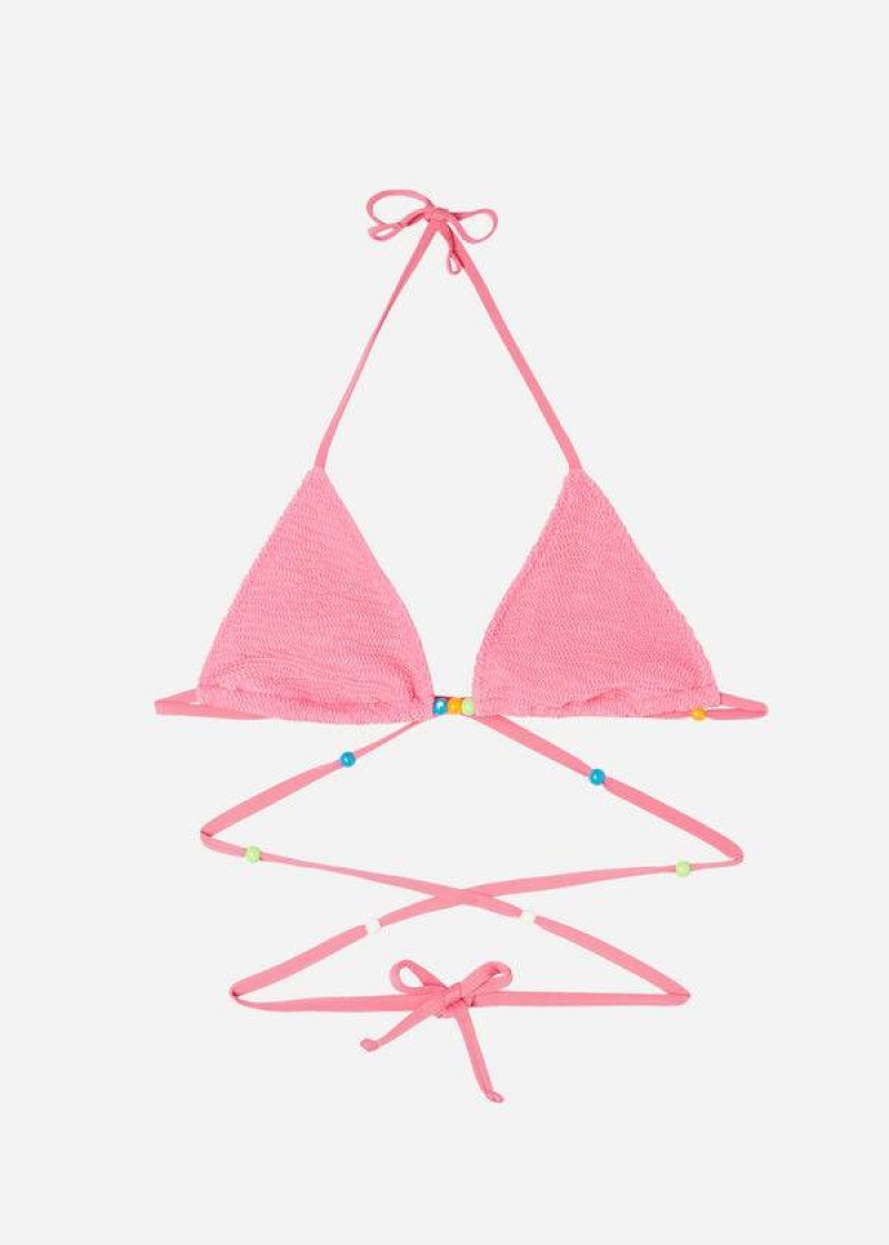 Calzedonia Triangle String Tie San Diego Bikinioberteile Damen Rosa | DE2129MA