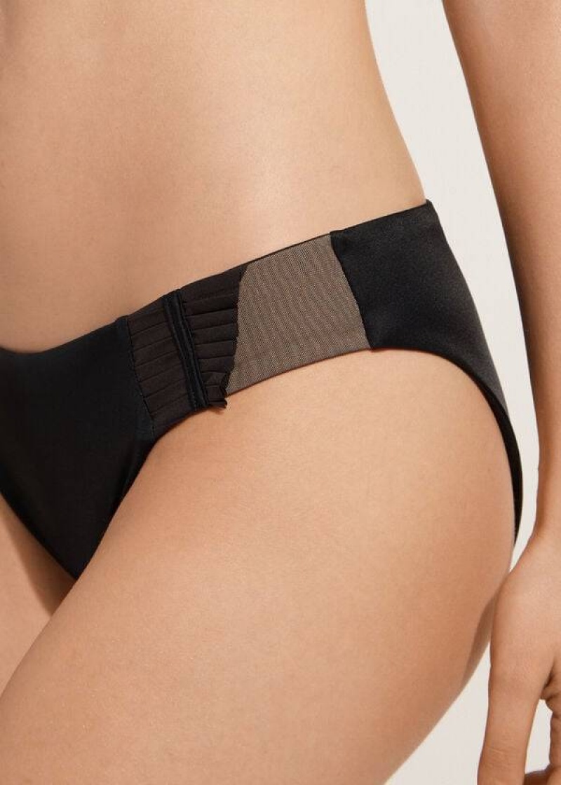 Calzedonia Tulle Insert Tokyo Bikinihosen Damen Schwarz | DE2533QZ