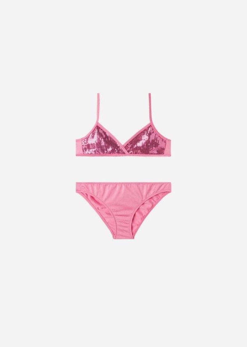 Calzedonia Two-Piece Tank-Stylen Cannes Badeanzüge Kinder Rosa | DE1114NB