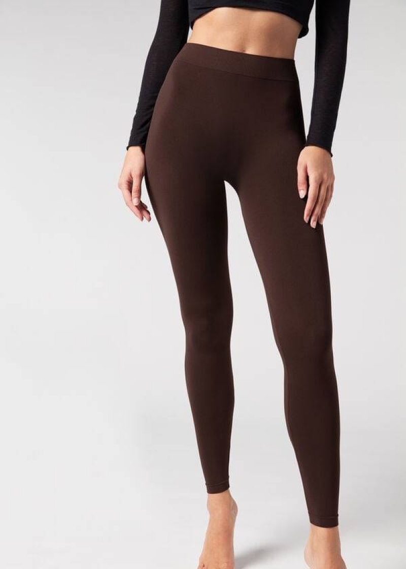 Calzedonia Ultra-Opaque Microfiber Leggings Damen Braun | DE1484TV