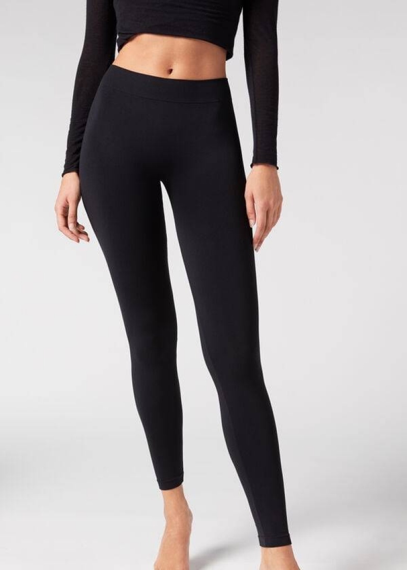 Calzedonia Ultra-Opaque Microfiber Leggings Damen Schwarz | DE1482EX