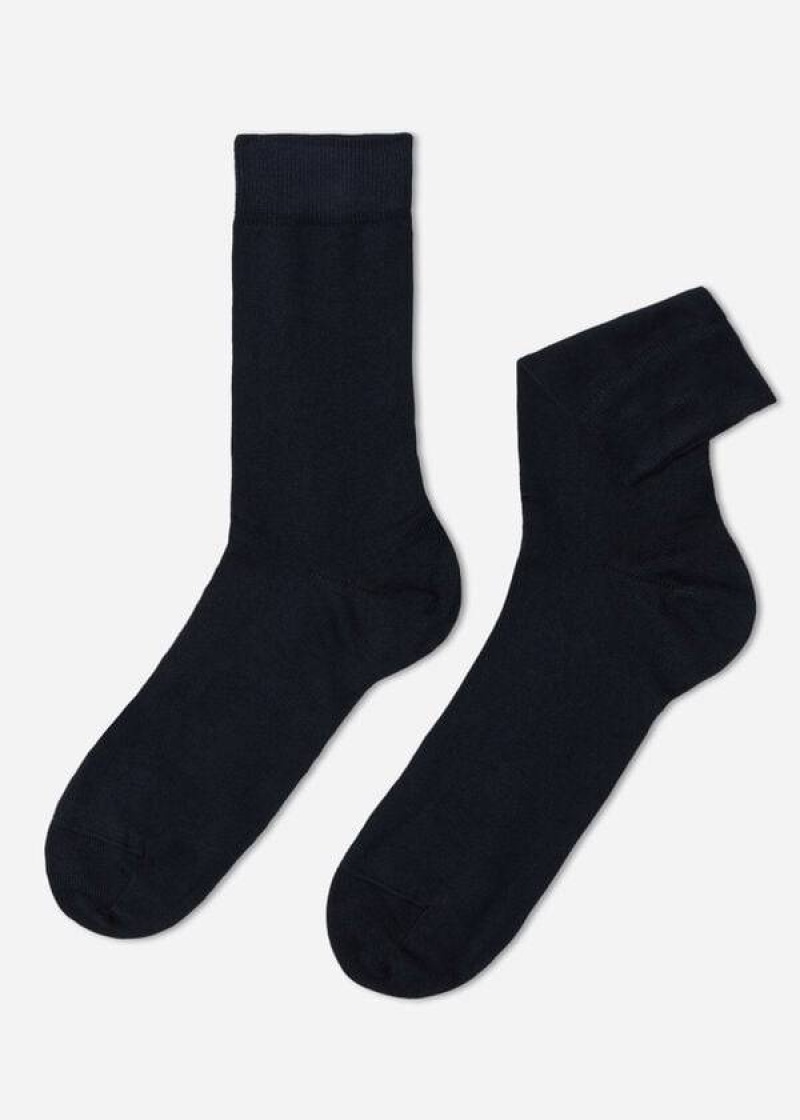 Calzedonia Warm Baumwoll Crew Socken Herren Blau | DE1366JJ