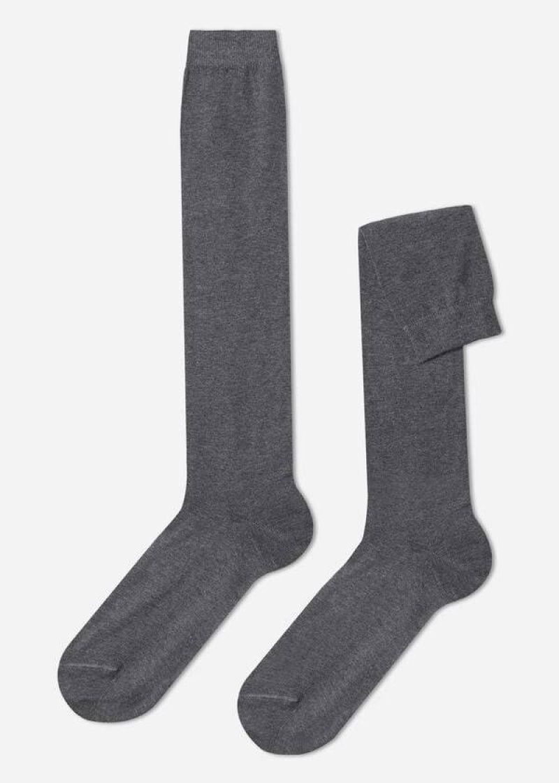 Calzedonia Warm Baumwoll Long Socken Herren Grau | DE1408UT