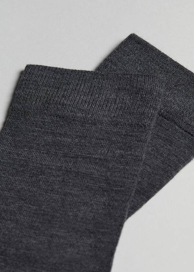 Calzedonia Wolle and Baumwoll Crew Socken Herren Grau | DE1388DN