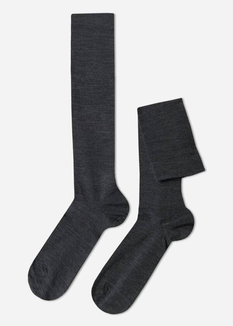 Calzedonia Wolle and Baumwoll Long Socken Herren Grau | DE1433YU