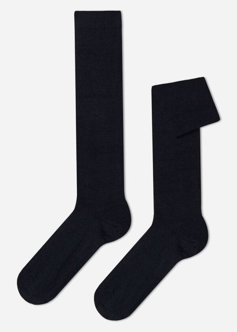 Calzedonia Wolle and Baumwoll Long Socken Herren Blau | DE1432TV